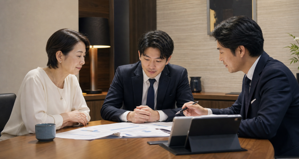 企業承継とM&Aの条件を確認する相談風景
